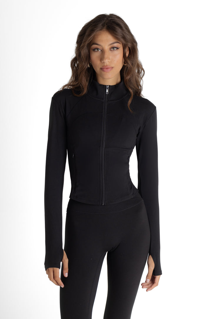 Form Longline Zip Up Jacket- Black