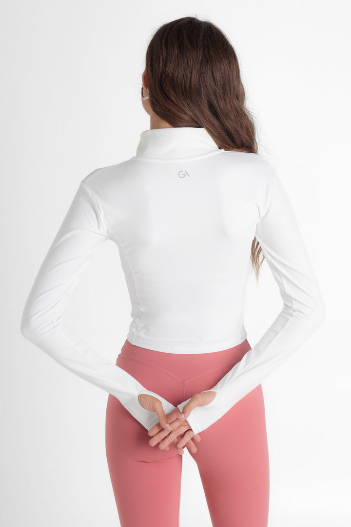 Form Longline Zip Up Jacket- White