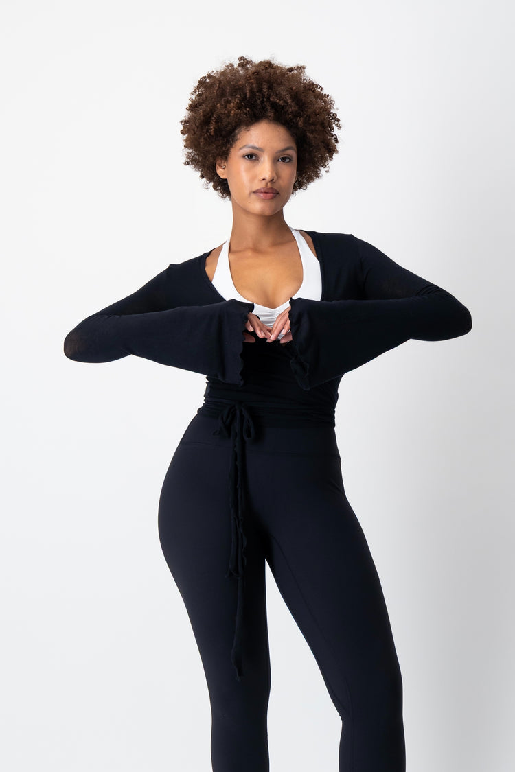 Leisure Flare Sleeve Ballet Wrap | Black