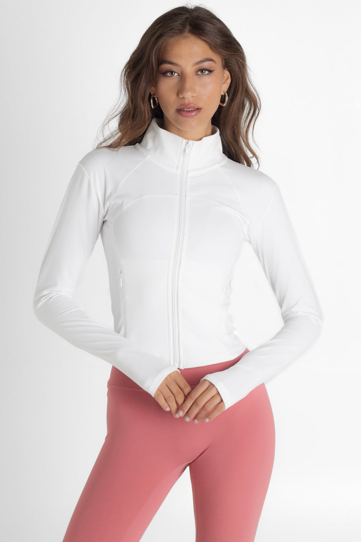 Form Longline Zip Up Jacket- White