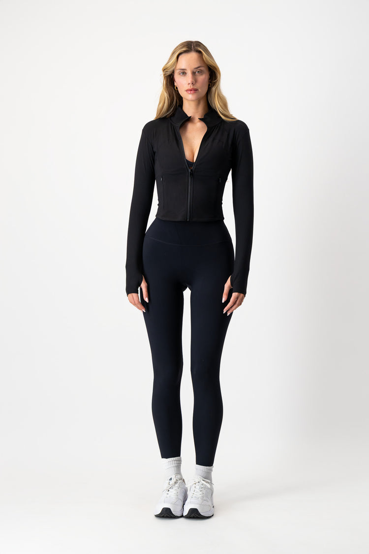 Form Longline Zip Up Jacket | Black