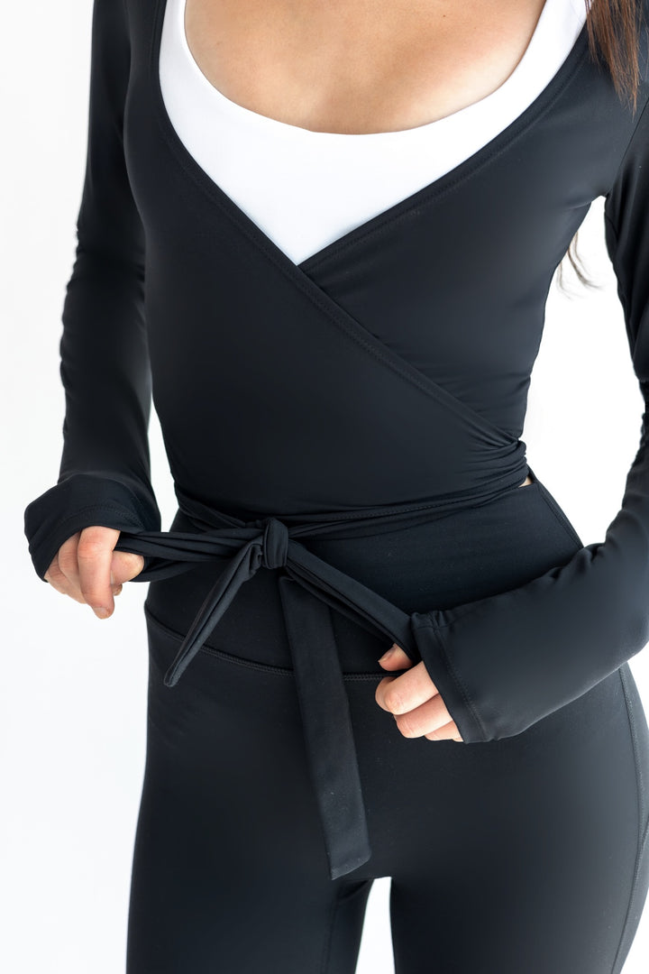 CORE SOPHIA BALLET WRAP TOP - Black