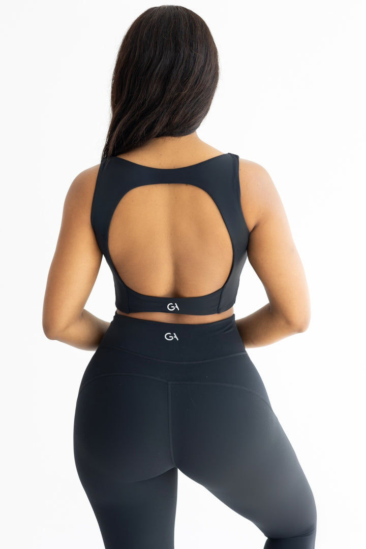 CORE MIA OPEN BACK CROP- Black