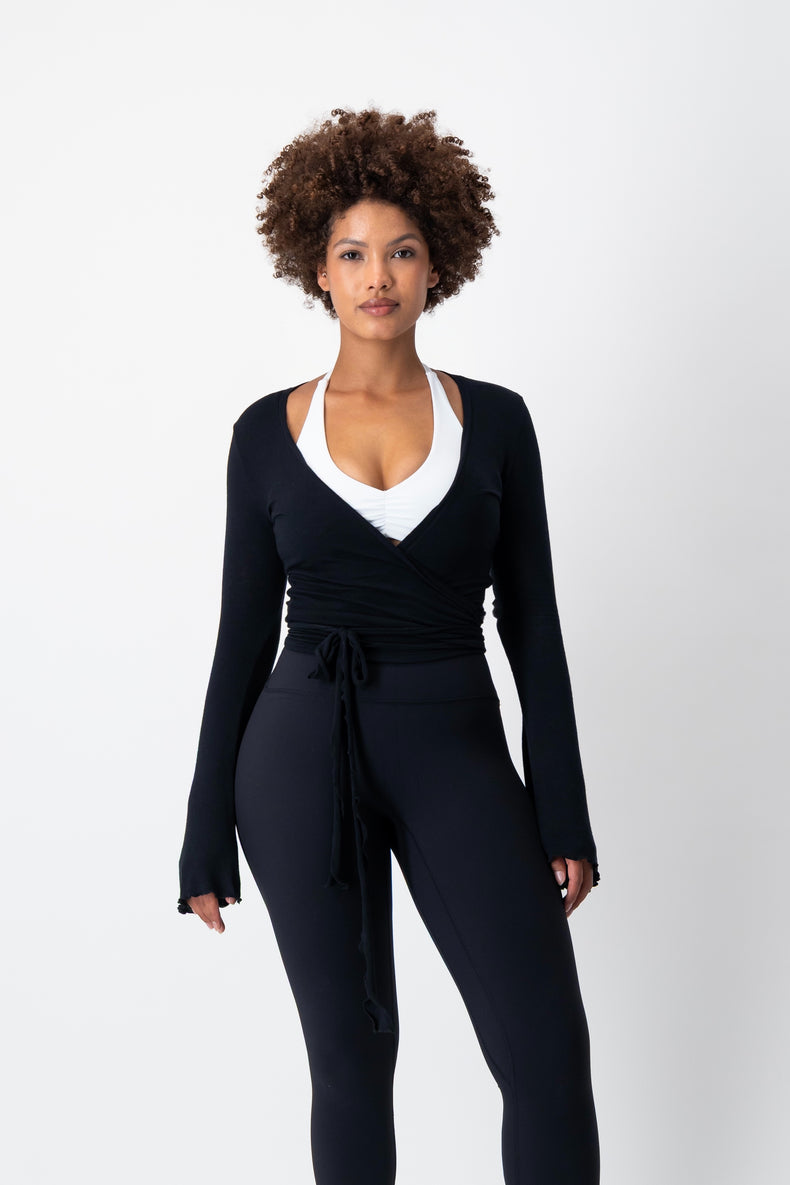 Leisure Flare Sleeve Ballet Wrap | Black