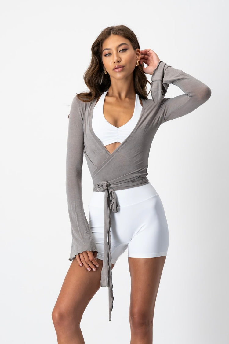 Leisure Flare Sleeve Ballet Wrap | Grey