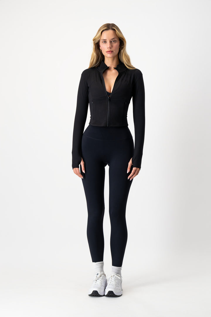 Form Longline Zip Up Jacket- Black