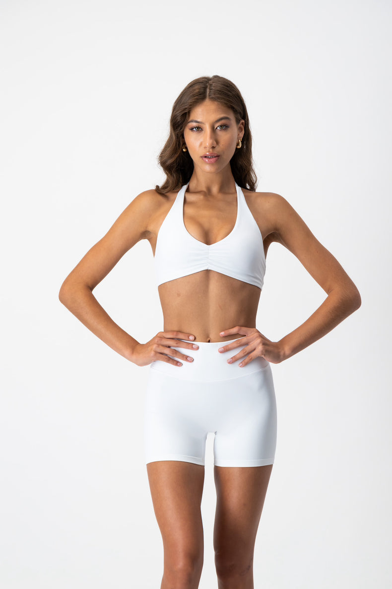 CloudForm Staple Halter Crop | White
