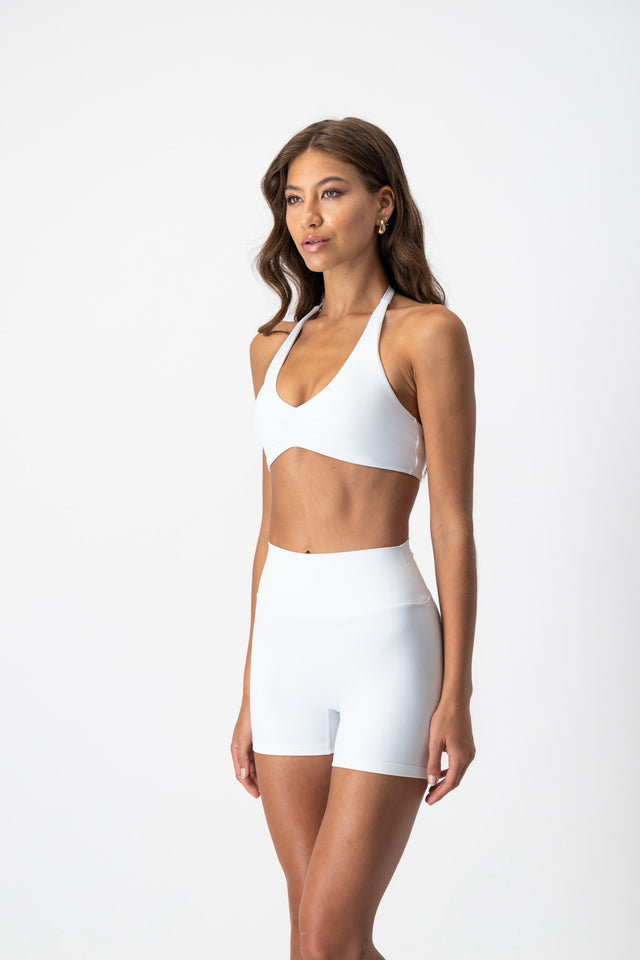 CloudForm Staple Halter Crop | White