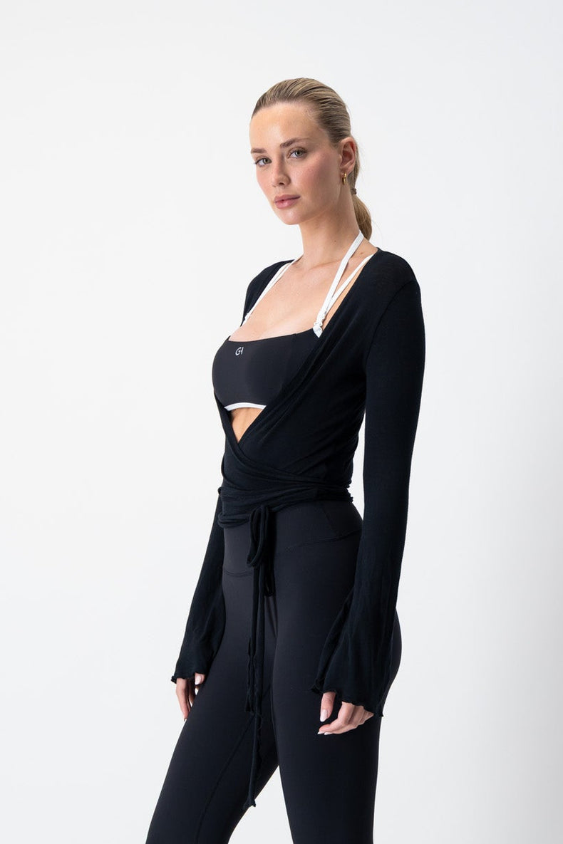 Leisure Flare Sleeve Ballet Wrap | Black