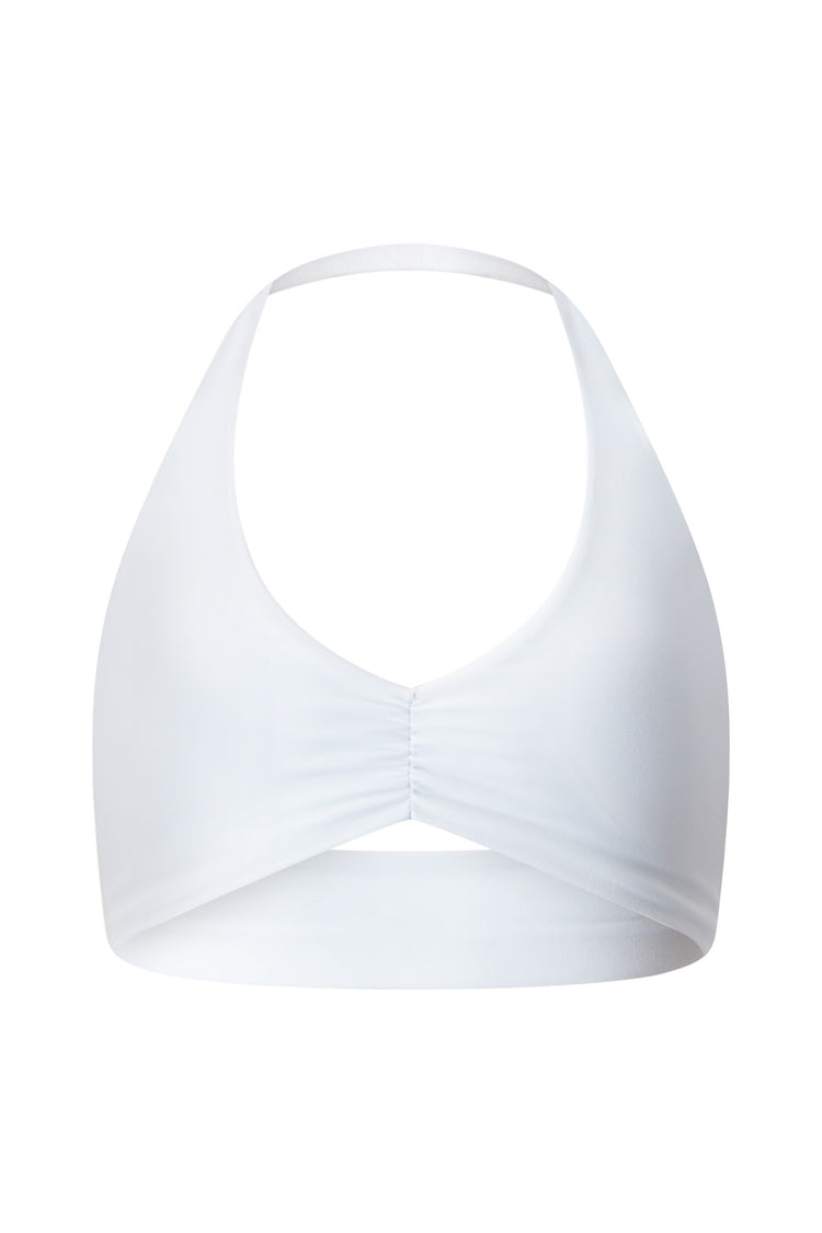 CloudForm Staple Halter Crop | White