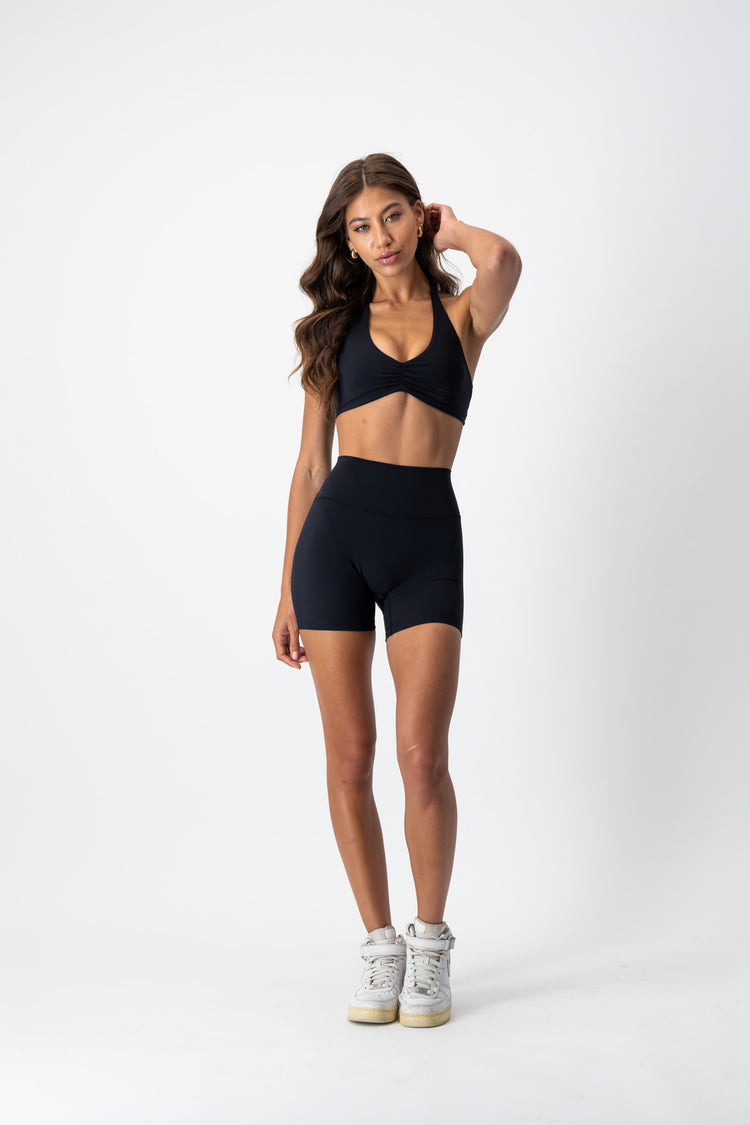 CloudForm Staple Halter Crop | Black