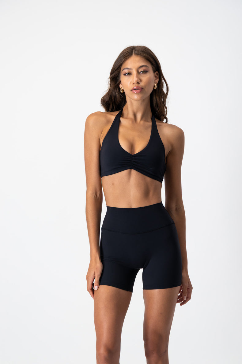 CloudForm Staple Halter Crop | Black