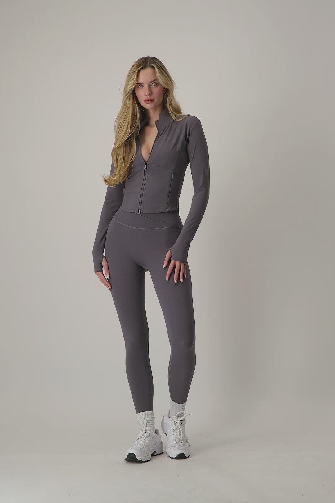 Form Longline Zip Up Jacket- Charcoal