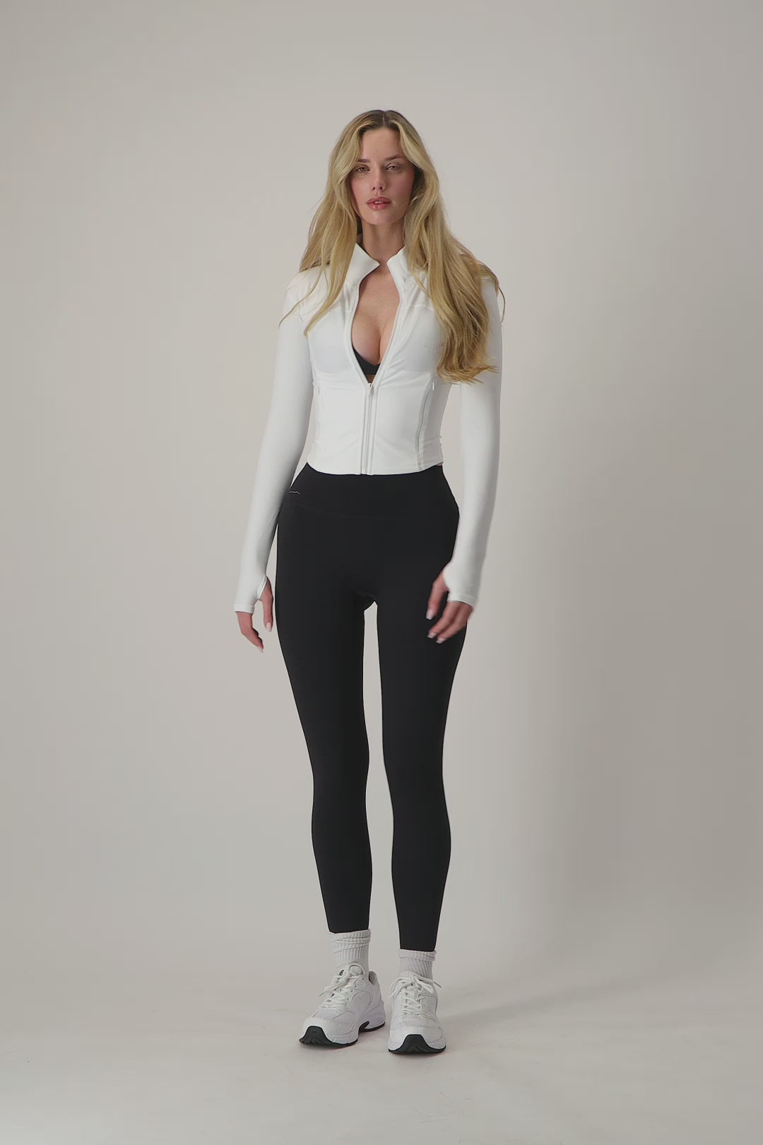 Form Longline Zip Up Jacket- White